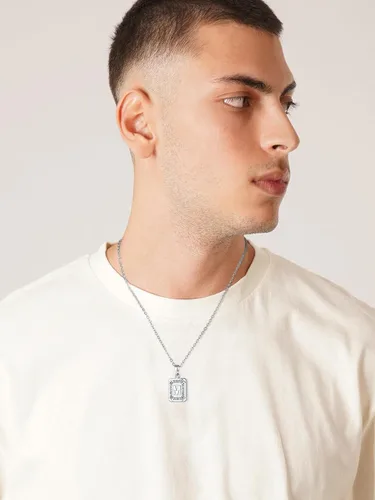 Miniatura 9 de U7 Collar con monograma A-Z 26 letras colgantes chapado en oro de 18 quilates, chapado en platino, collares cuadrados con inicial mayúscula