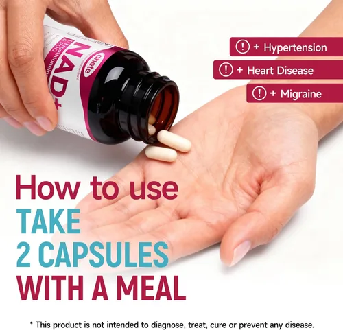 Miniatura 7 de Suplemento NAD con L-ergotioneína, PQQ, vitamina B6 y suplemento NMNH - para salud celular, apoyo energético y envejecimiento saludable para mujeres