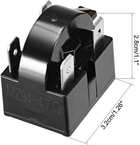 Miniatura 4 de uxcell 2 unids 4.7 Ohm 4 Pin Refrigerador Start Relay para Compresor Negro