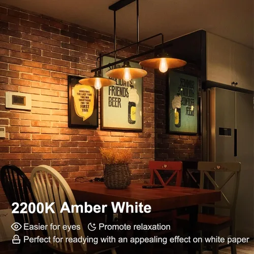 Miniatura 4 de TJOY Paquete de 4 bombillas LED Edison ámbar vintage, equivalente a 60 W, regulables, 8 W, 800 lúmenes, blanco suave de 2200 K, ST58, bombillas