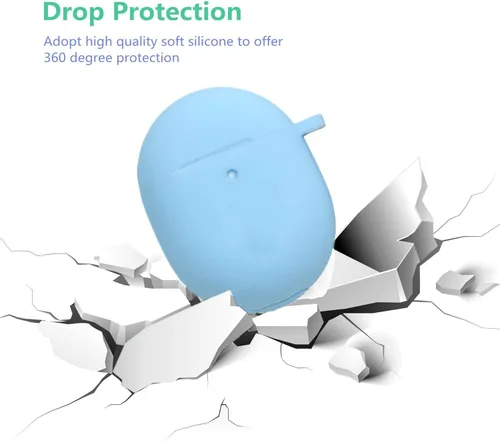 Miniatura 2 de Funda para Google Pixel Buds Pro con llavero, bonita funda de silicona para Pixel Buds Pro, funda de carga protectora con mosquetón de flores, Azul