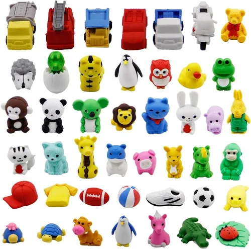 Cllayees 72 borradores surtidos de lápices de animales para mascotas, mini borradores a granel, regalos para premios de aula, bolsa de regalo,