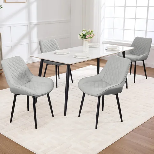 Miniatura 18 de Silla de Comedor, Sillas de Comedor Modernas con Cojines Gruesos, Sillas de Comedor de Cocina y Salón Tapizadas en Cuero Sintético con Patas Negro
