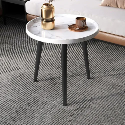 Miniatura 4 de Mesa auxiliar, moderna mesa de centro pequeña con 3 patas, mesa de cóctel de madera, mesa auxiliar de centro retro para sala de estar, fácil Blanco