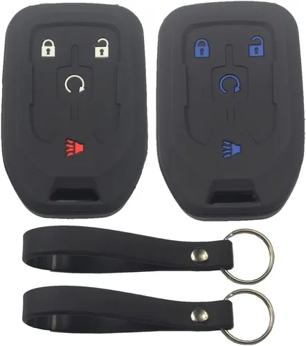 Miniatura 8 de 2 fundas de silicona de goma negra con 4 botones para llavero inteligente sin llave compatible con GMC Acadia Terrain 2017-2022, 2 piezas negro