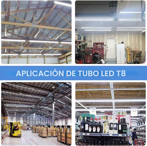 Miniatura 7 de Henwsi Lámpara LED de tienda de 8 pies, paquete de 10 luces de tubo integradas T8, 72 W, 9500 lúmenes, 6500 K, cubierta transparente de alto