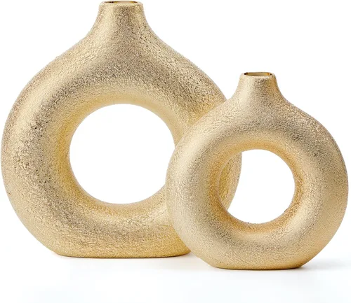 Jarrones decorativos modernos en forma de dona, hechos a mano, estilo bohemio minimalista, jarrón moderno para decoración del hogar para boda, mesa