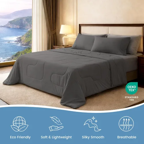 Miniatura 8 de Cozy Bliss Sorona® - Edredón refrescante tamaño individual x fibra natural de viscosa Sorona®, manta de enfriamiento reversible y sedosa
