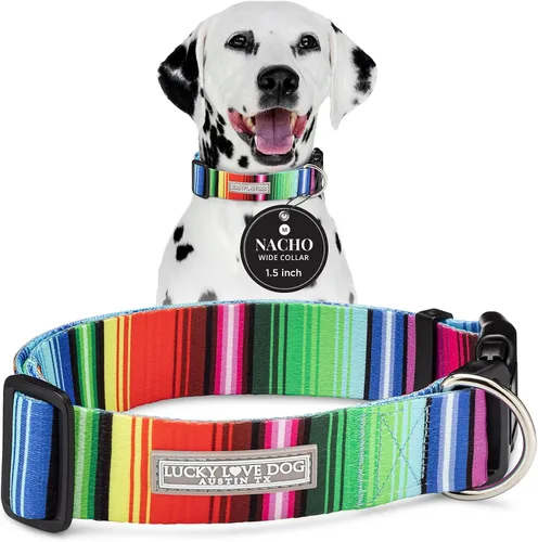 Miniatura 23 de Lucky Love Dog Collar Ancho para Perros - Collar Ajustable, Duradero, Tejido Suave y Cómodo de 1.5 Pulgadas de Ancho para Perros Machos y Hembras