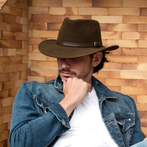 Miniatura 4 de Melbourne - Sombrero de fieltro de lana para mujeres/hombres, sombrero de vaquero con lágrima aplastable, sombrero de invierno y otoño Sombrero