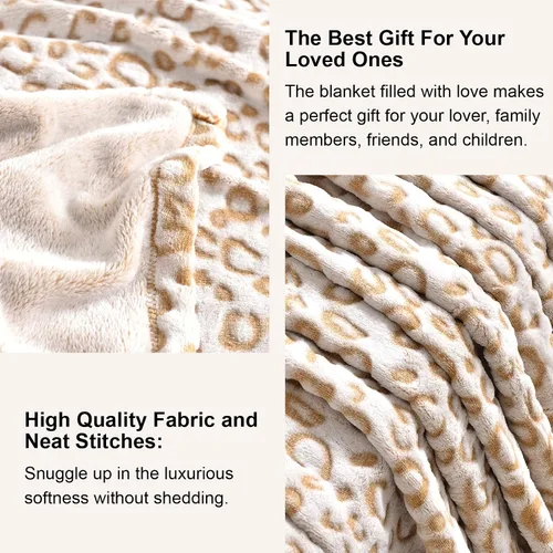 Miniatura 7 de PLEASANT BOULEVARD Manta de leopardo de forro polar, colcha de microfibra premium, ligera, cálida y acogedora, para sofá y cama
