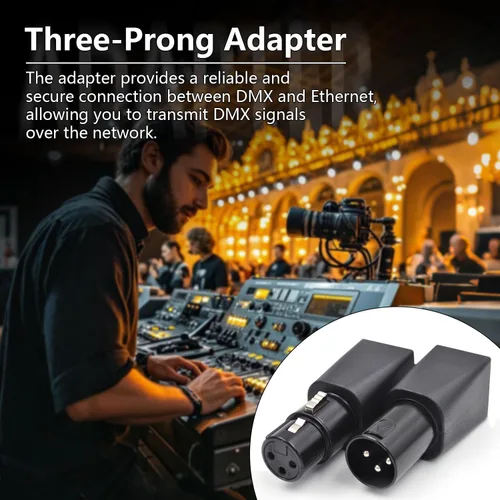 Miniatura 5 de (4 unidades) macho adaptador XLR de 3 pines Conector DMX a RJ45 a Ethernet, negro