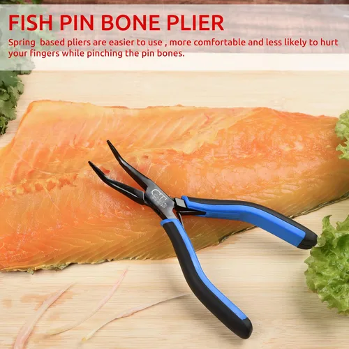 Miniatura 4 de Alicates de hueso de pescado/pinzas de acero inoxidable curvadas con agarre antideslizante negro