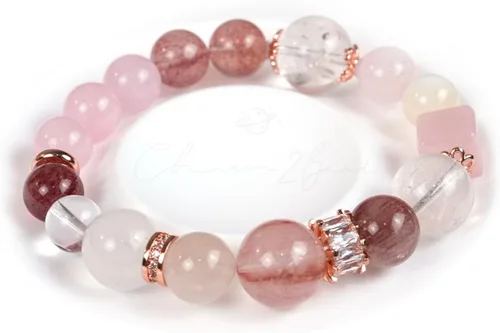 Miniatura 198 de Precious Gemstone Natural Crystal Healing Bracelet, Rutilated Quartz, Moonstone, Quartz Handmade Original Design Bracelet