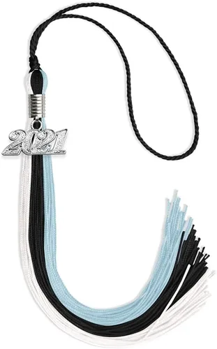 Miniatura 9 de Endea Graduation Borla de triple color con gota de fecha plateada (negro/dorado/granate, 2020)