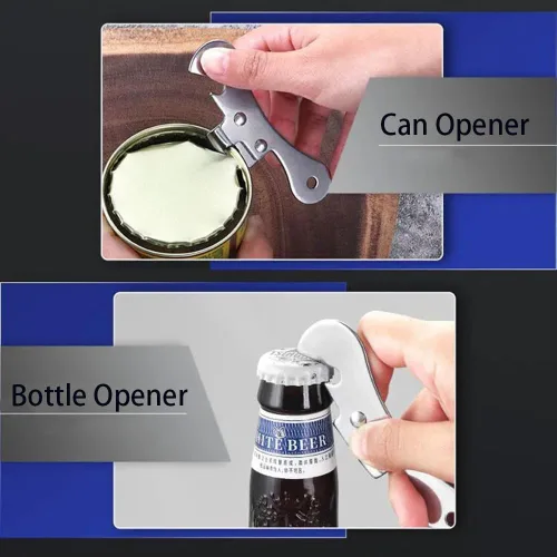 Miniatura 5 de NACOLUS Abrelatas manual de acero inoxidable para acampar, abrebotellas portátil (2 piezas)