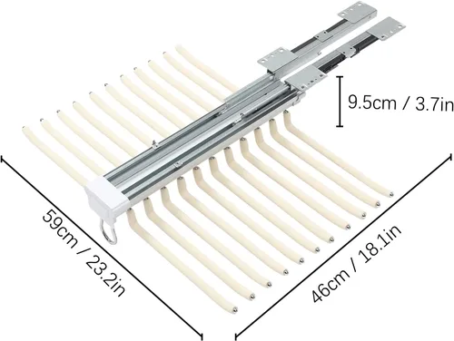 Miniatura 3 de Perchero extraíble para pantalones, 22 brazos de acero, organizador de ropa para armario, carga máxima de 33 libras, ahorro de espacio, 23.2 x 18.1