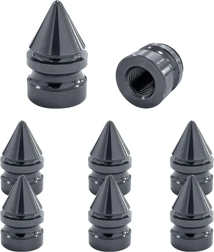 Miniatura 13 de Ziciner 4 tapas de válvula de neumático de automóvil, accesorios de aleación de aluminio con pinchos, cubiertas de vástago de rueda a prueba de Verde