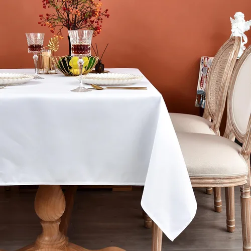 Miniatura 14 de MEANMOY Mantel cuadrado de poliéster lavable, resistente al agua y a las manchas, de 210 GSM, de 54 x 54 pulgadas, mantel de mesa rectangular sin