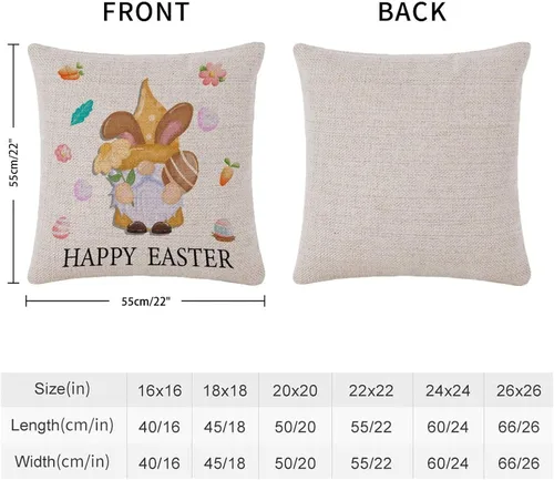 Miniatura 33 de Divertidas fundas de almohada de gnomo de Pascua, huevos de Pascua, zanahorias, divertidas fundas de almohada de 16 x 16 pulgadas, decoración