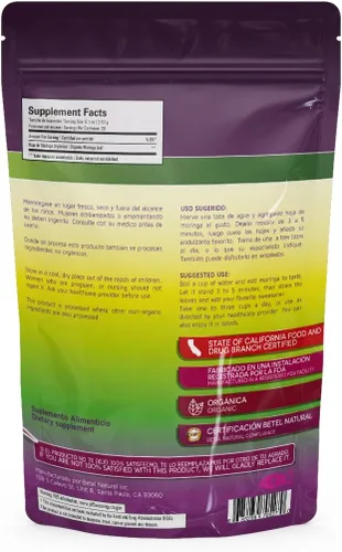 Miniatura 2 de Betel Natural Hojas enteras de moringa premium poderoso antioxidante - 2 onzas