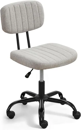 Miniatura 9 de DRMBOOK Silla pequeña de escritorio para oficina en casa con ruedas, cómoda silla de tocador sin brazos, silla giratoria para computadora, sin Tela