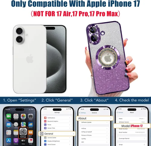 Miniatura 376 de Misscase Funda magnética con purpurina para iPhone 11 compatible con MagSafe, protección completa, delgada, a prueba de golpes, antiarañazos