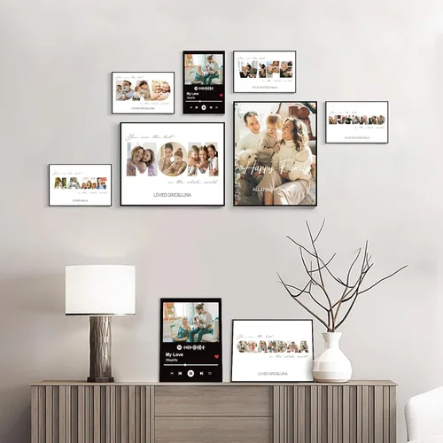 Miniatura 6 de FUONLY Regalos personalizados de Navidad y del Día de la Madre para mamá de hija o hijo, marco de madera personalizado con foto y texto, regalos