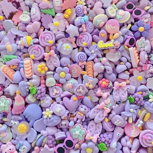 Miniatura 6 de Juego de 50 dijes de slime de resina para hacer manualidades de Pascua, cuentas de resina con parte trasera plana, suministros para manualidades