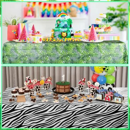 Miniatura 6 de Paquete de 12 manteles de safari de animales con temática de zoológico de animales de la selva, leopardo, tigre, cebra, jirafa, hoja de palma