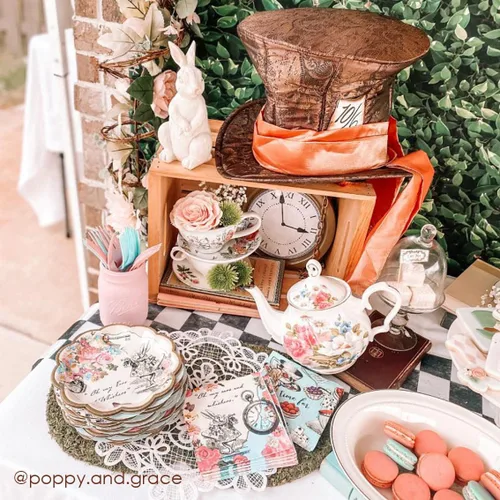 Miniatura 7 de 20 servilletas desechables de Alicia en el país de las maravillas, sombrerero loco para fiesta de té, para decoración de mesa, cumpleaños, día