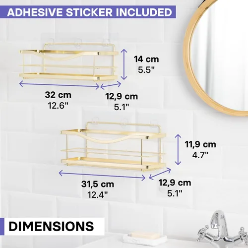 Miniatura 7 de KINCMAX Organizador de ducha – Estante de ducha de pared autoadhesivo – Soporte de champú de baño de acero inoxidable y estante de almacenamiento