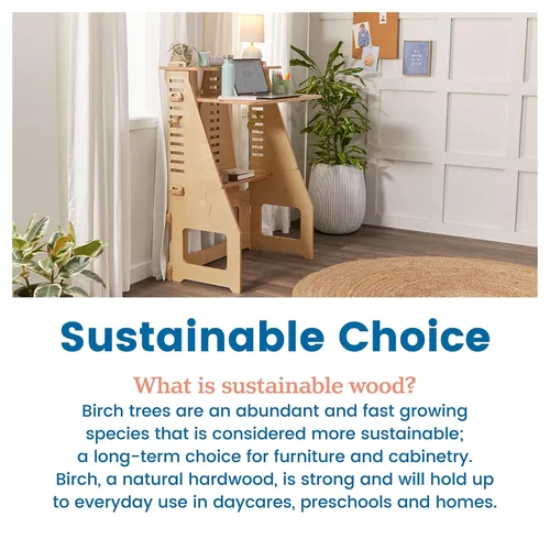 Miniatura 10 de ECR4Kids Grows with Me - Escritorio para sentarse o de pie, muebles para niños, natural