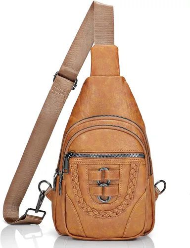 SUOSDEY 2024 Sling Bag for Women Leather Crossbody Bags for Women Trendy Chest Bag Traveling Walking
