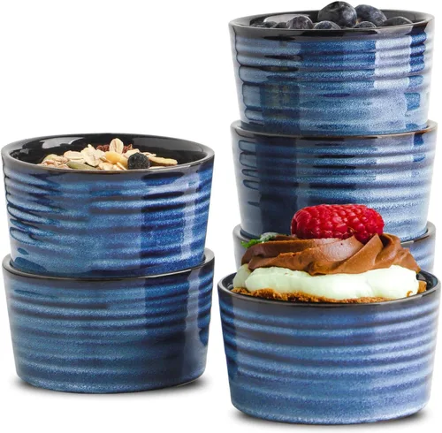 Miniatura 13 de Hasense Ramekins de 8 oz Aptos para Horno para Crème Brûlée, Juego de 6 Platos de Soufflé de Cerámica Aptos para Horno, Cuencos de Porcelana