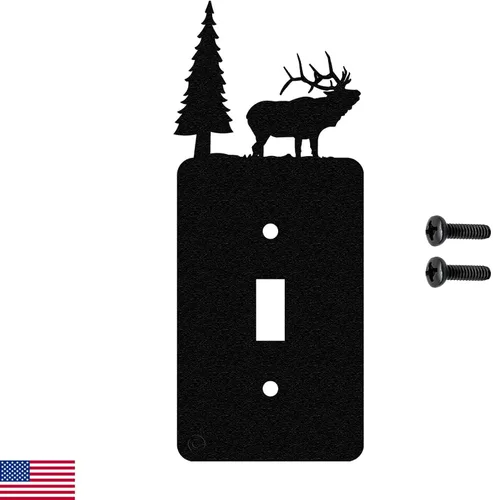 Miniatura 16 de Elk & Cabin - Placa de pared para interruptor de luz triple (GFCI), color negro, fabricada en Estados Unidos
