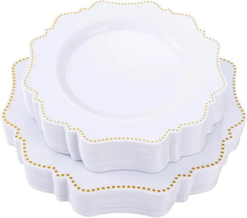 Miniatura 19 de COLOSUS Juego de platos desechables de plástico rosa para fiesta, paquete de 60 (30 invitados), platos para cena y ensalada/postre para primavera