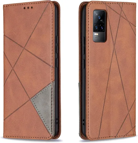 Miniatura 27 de Funda con tapa para Vivo Y11, Y15, Y12 e Y17, diseño de rombos de piel sintética, con función atril, cierre magnético, para Vivo Y11/Y15/Y12/Y17