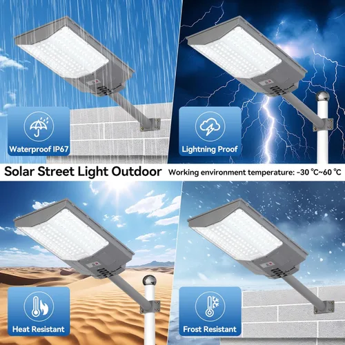 Miniatura 7 de 8500 W de luces solares de calle para exteriores, 550,000 lm, 7000 K, luces solares para estacionamiento del atardecer al amanecer, 35,000 mAh