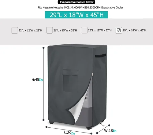 Miniatura 2 de Cubierta para enfriador de aire evaporativo, resistente al agua, 600D, para exteriores, para unidades exteriores, compatible con Hessaire MC26A