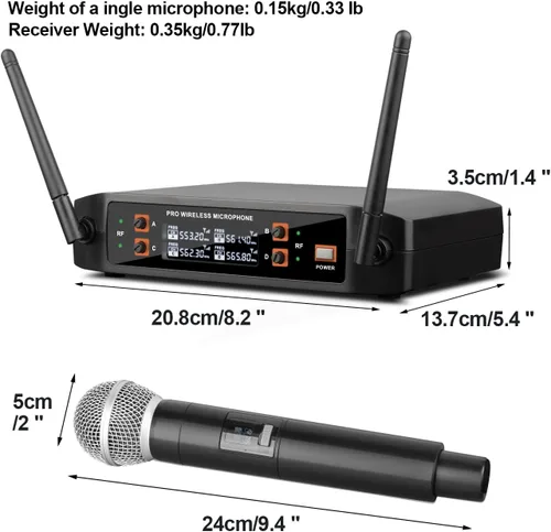 Miniatura 7 de Depusheng DX4 Micrófono Inalámbrico, Sistema Profesional de Karaoke de 4 Canales de Mano para Karaoke en Casa, Reuniones, Fiestas, Iglesia, DJ