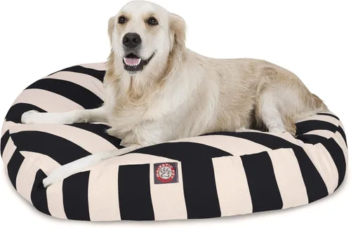 Miniatura 22 de Majestic Pet Products - Cama redonda pequeña para perros con rayas verticales negras para interiores y exteriores, con funda extraíble y lavable