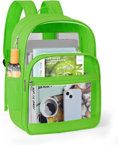 Miniatura 9 de KIMNERPU Mochila Transparente, Mochila de Libros Transparente de Servicio Pesado para la Escuela, Negro, Mediana, Moderno