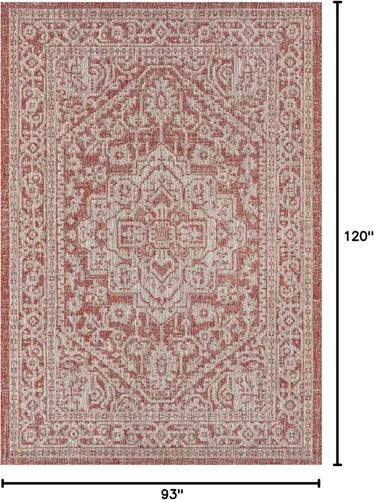 Miniatura 146 de Eyely BMS101D-28 - Alfombra de pasillo con textura de medallón de Santa Mónica Slesi, para interiores y exteriores, estilo costero, bohemio, Gris