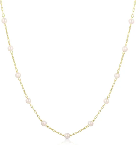 Miniatura 9 de TOBENY Collares de perlas para mujer, chapado en oro de 14 quilates, collar de gargantilla delicada cadena de boda collar de perlas de agua dulce
