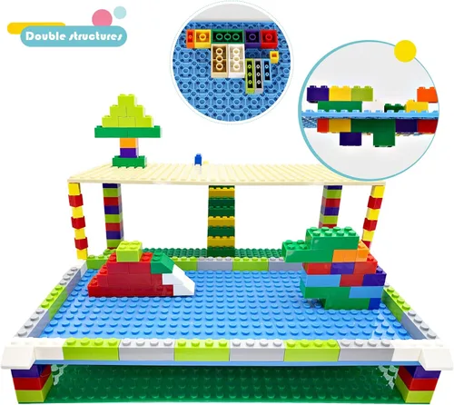 Miniatura 4 de Placas base clásicas compatibles con ladrillos y placas base, juego combinado de base de construcción de 10 x 10 pulgadas y 10 x 5 pulgadas, placas