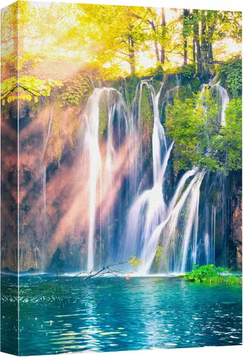 Miniatura 26 de wall26 Lienzo impreso para pared, cascada de montaña islandesa al anochecer, naturaleza, desierto, fotografía, realismo, paisaje decorativo