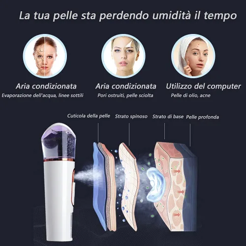 Miniatura 3 de Rociador nano práctico de la niebla con el probador de la humedad del analizador de la piel Atomización facial portátil, vaporizador