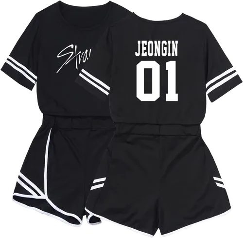 Miniatura 6 de DHSPKN Skz Merch - Conjunto de camiseta con soporte para camiseta y pantalones calientes, camiseta unisex Jisung Felix Minho Changbin