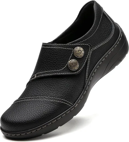 Mocasines Penny y zapatos sin cordones para mujer, zapatos planos de cuero para conducir, cómodos zapatos de trabajo para caminar